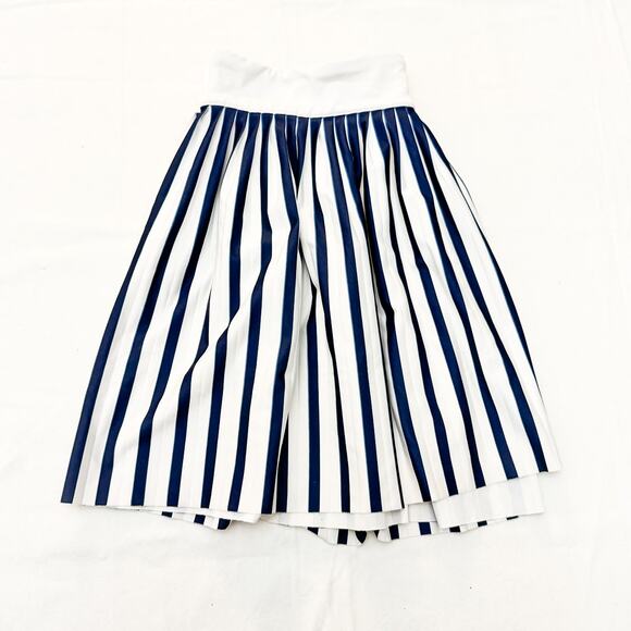 Vineyards Striped Patterned Navy White Pleated Print Skirt Size Medium - Picture 4 of 4